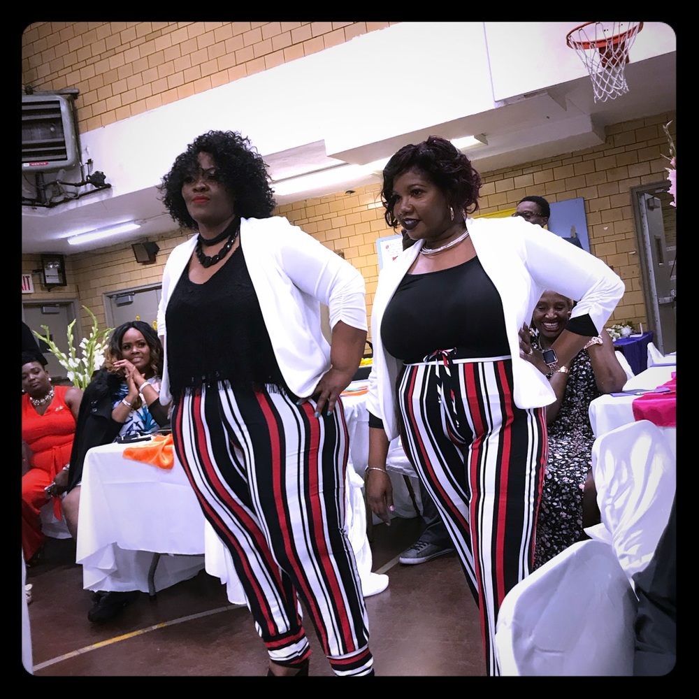 Plus size stripe pants
